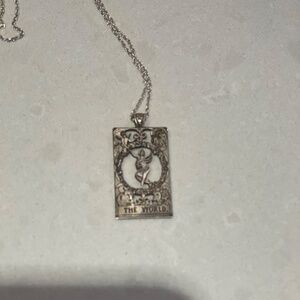 Tarot Card Necklace "The World" Sterling Silver Pendant on 18" Chain